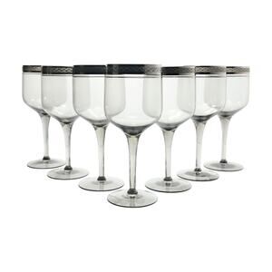 Tiffin-Franciscan “Indigo” Set of 7 Claret Wine Glasses 6 3/4” 9oz